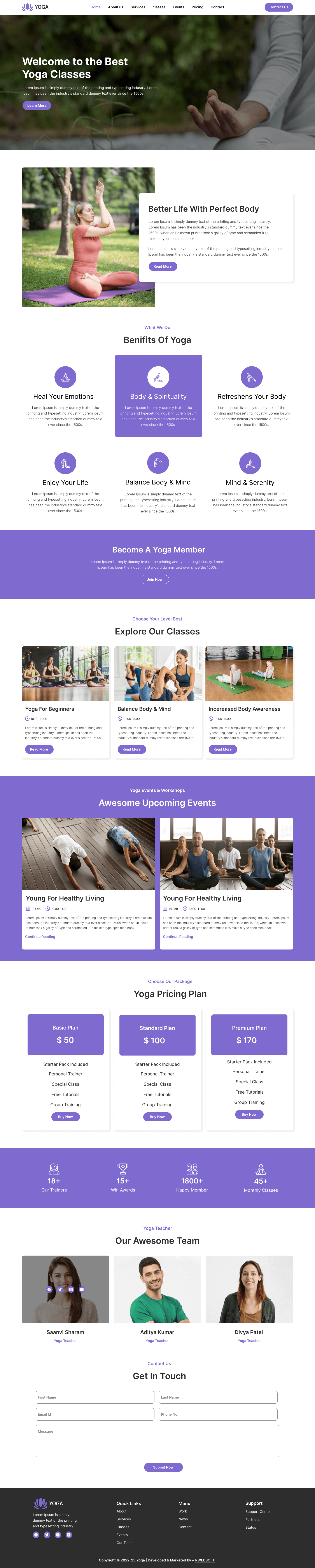 rweb Yoga website demo
